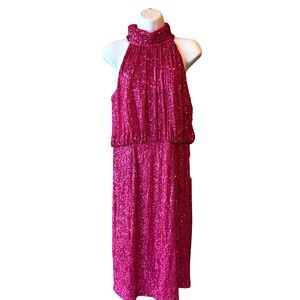 Eliza J Pink Sequin Halter Dress Size 12 Party Cocktail Formal NWT‎